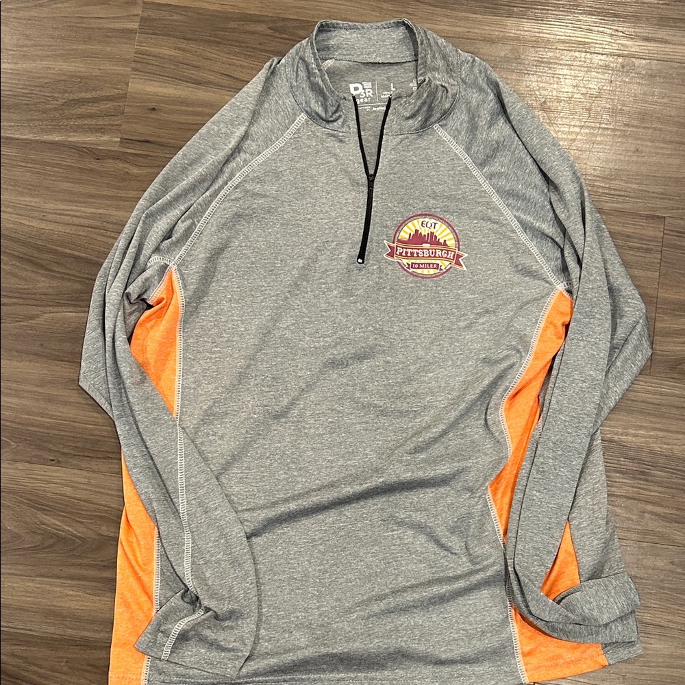 Gray and Orange Quarter-Zip Pullover